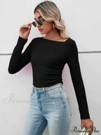 Casual Arm Neck Long Top Basic Asymmetrical T-Shirt
