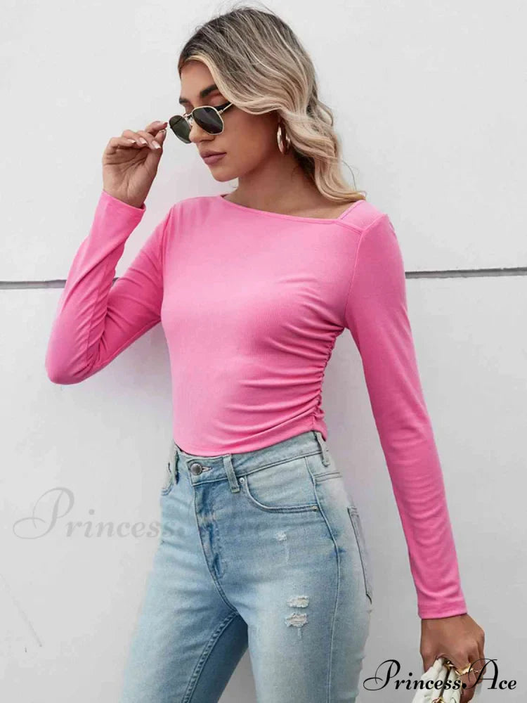 Casual Arm Neck Long Top Basic Asymmetrical T-Shirt