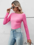 Casual Arm Neck Long Top Basic Asymmetrical T-Shirt