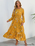 Casual Coastal Long Bohemian Flowered Dress