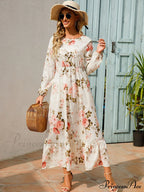 Casual Coastal Long Bohemian Flowered Dress