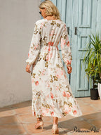 Casual Coastal Long Bohemian Flowered Dress