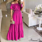 Casual Elegant Ruffle Halter Sleeveless Classic Female Party Outfits Beach Maxi Dress