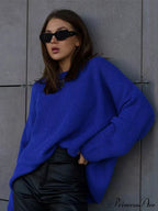 Casual Elegant Striped Cozy Oversize Autumnal Gray Fashionable Sweater