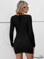 CASUAL HALTER HOLLOW SHORT SLEEVE DRESS