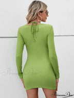 CASUAL HALTER HOLLOW SHORT SLEEVE DRESS