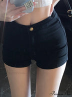 Casual High Skinny Women's Waisted Black Fashion Jeans Korean Shorts Straight
