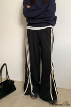 Casual High Waist Wide Leg Asymmetrical Pocket Pants