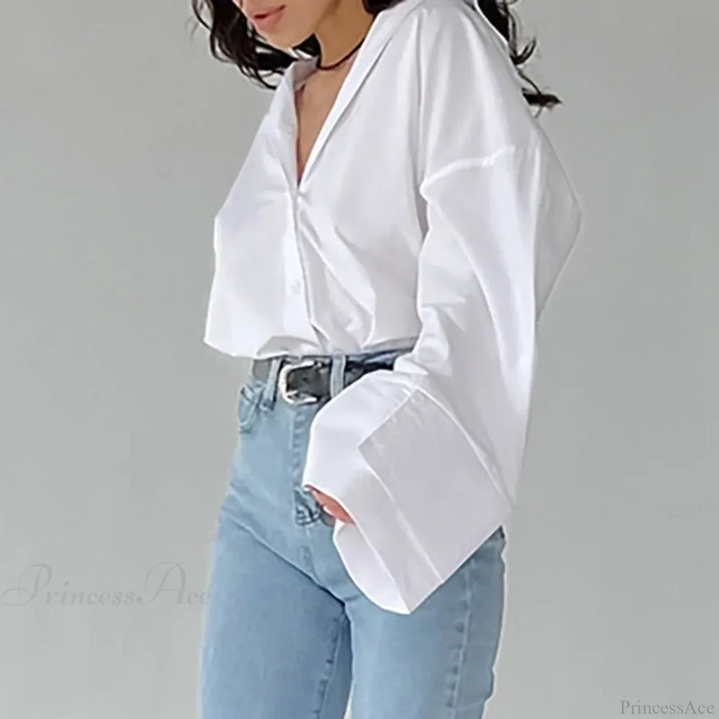 Casual Loose White Shirt Autumn Blouse
