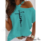 Casual Print Short Sleeve O-neck Tops