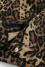 Casual Pure Cotton Leopard Print Wide Leg Pants