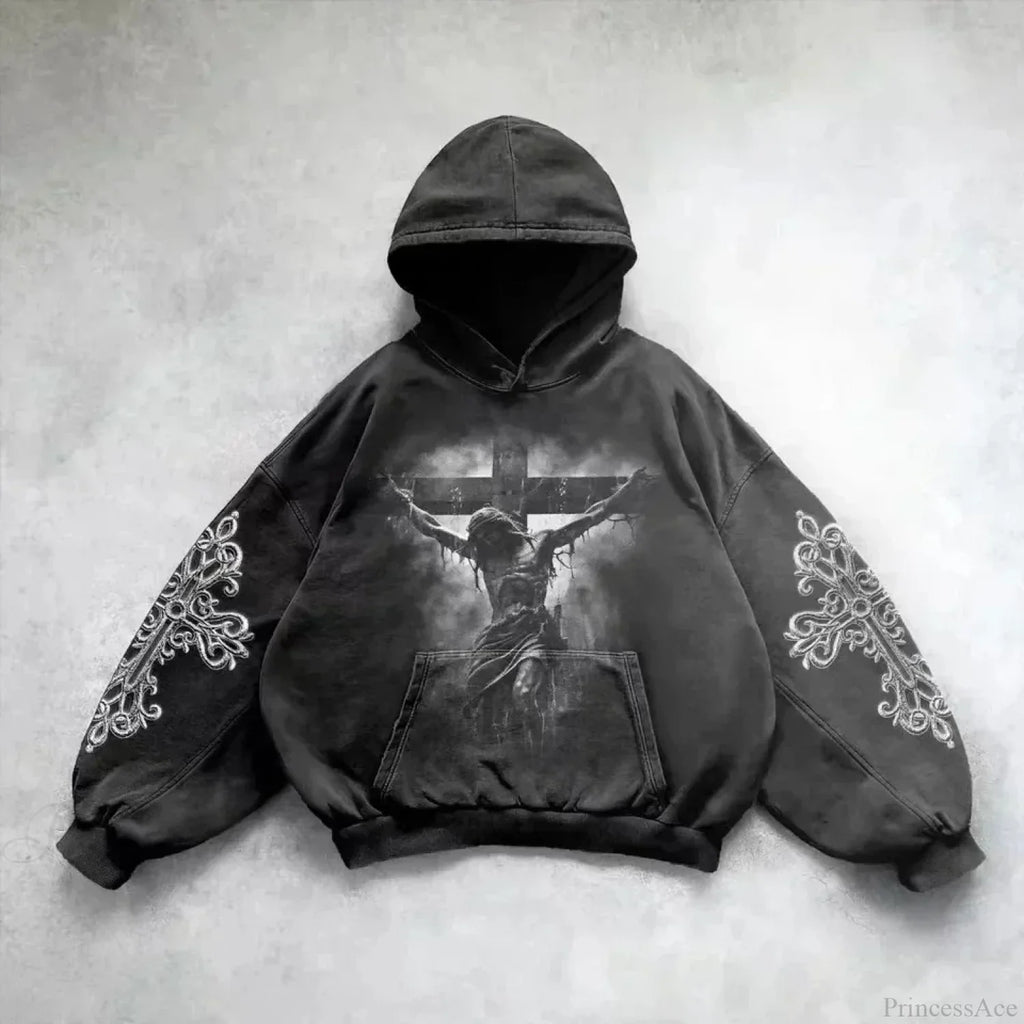 Casual Retro Gothic Printing Hoodie