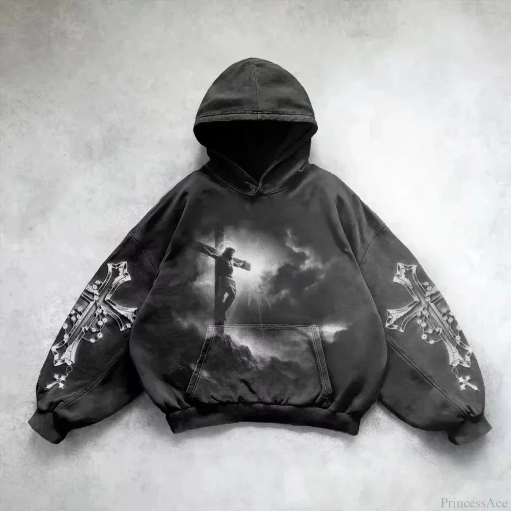 Casual Retro Gothic Printing Hoodie
