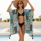Casual Short Sleeve Chiffon Floral Boho Cover up
