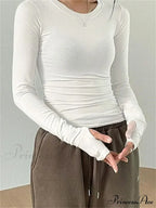 Casual Slim Fit Long Sleeve O-Neck Tops Spring Fall Knit Top