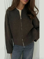 Casual Solid Slim Zipper Cardigan