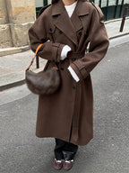 Casual Turn-Down Collar Double-Breasted Overcoat