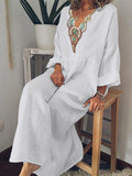 Casual V neck Long Sleeve Dress