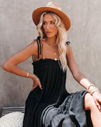 Catch The Sun Tiered Midi Dress Black