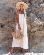 Catch The Sun Tiered Midi Dress Eggshell