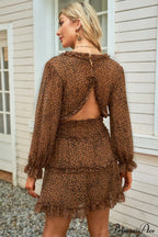 Causal Loose Solid Color Pleated Classic V-Neck Long Puff Sleeves Sweater Dress
