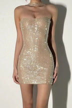 Rhinestone Halter Backless Mini Dress