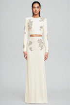 Sebast White Diamond-Studded Maxi Dress Set
