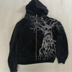 Graffiti Print Long Sleeve Zip Hoodie