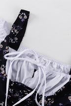 Two Piece Puff Sleeve Strapless Floral Dress