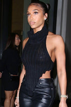 Asymmetrical Backless Knit Top