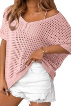 Women's Summer Hollow Out Crochet Knit Tops Beach Coverup