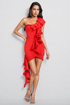 Kayl Red Pleated Mini Dress