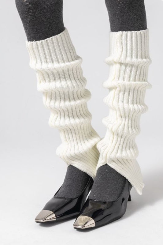 Vertical Stripe Chunky Slouch Split Hem Leg Warmers
