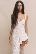 Pleated Oblique Hem Mini Dress