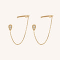 Double Piercing Fringe Drop Earrings