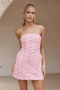 Strapless 3D Floral Bodycon Slim Floral Dress