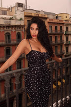 Chic Polka Dot Cami Bodycon Maxi Dress