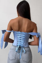 Sexy Corset Tie Asymmetric Hem Crop Top