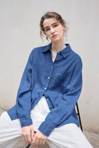 Linen Blend Single Breasted Blouse