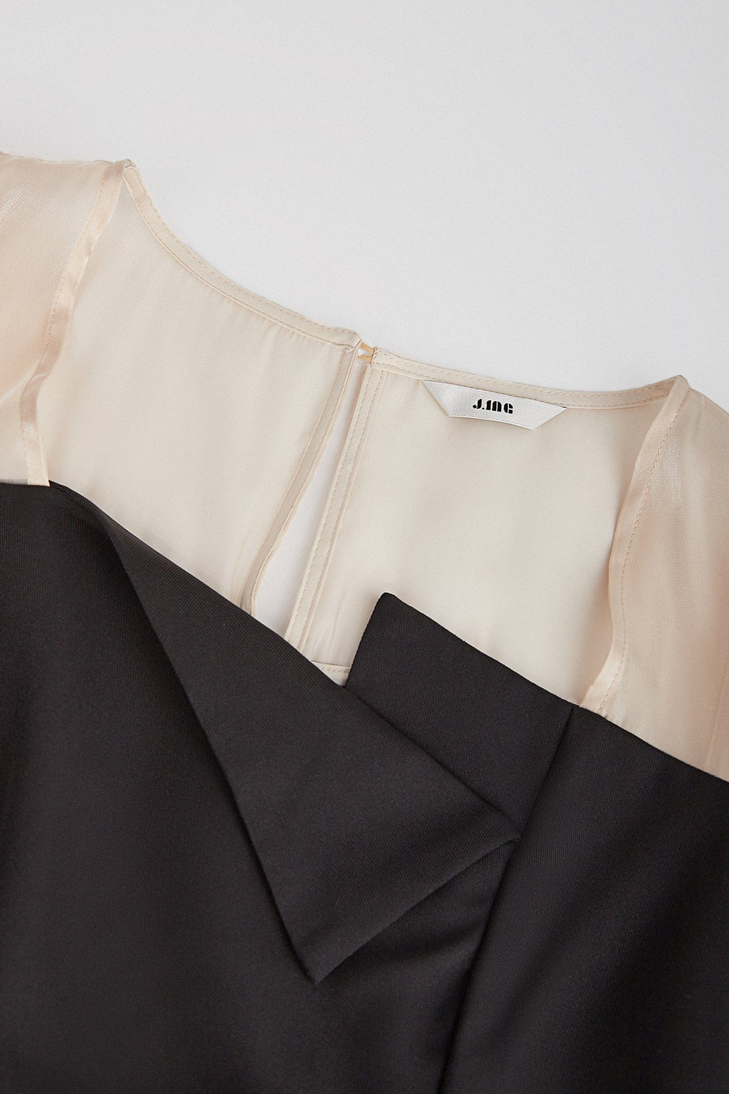 Black Draped Contrast Mesh Mini Dress