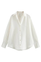 Solid Color Silk Satin Texture Single-breasted Long-sleeved Loose Shirt