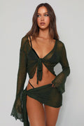 Sheer Cardigan Cover Up Maxi Skirt Set