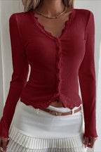 Retro Sheer Lace Long Sleeve Top