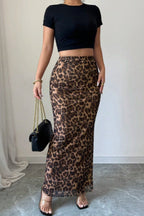 Mesh High Waist Split Casual Skirt