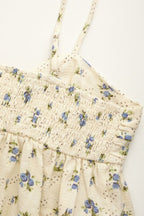 Apricot Floral Spaghetti Strap Tie Tank Top