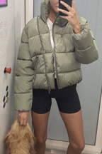 Stand Collar Zipper Windproof Cotton Coat
