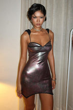Sexy Solid Cami Waist Cinched Mini Dress