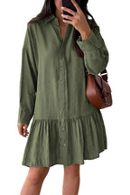 Women's Fashion Loose Button Down Shirt Dress