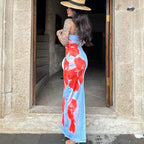 Gabriela Statement Long Dress with a Slit in a Contrasting Color Evening Wear Edit