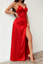 Elegant Strapless Slip Maxi Silk Dress